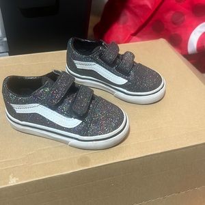 Little toddler girl sparkle Black sparkle Vans size 5
